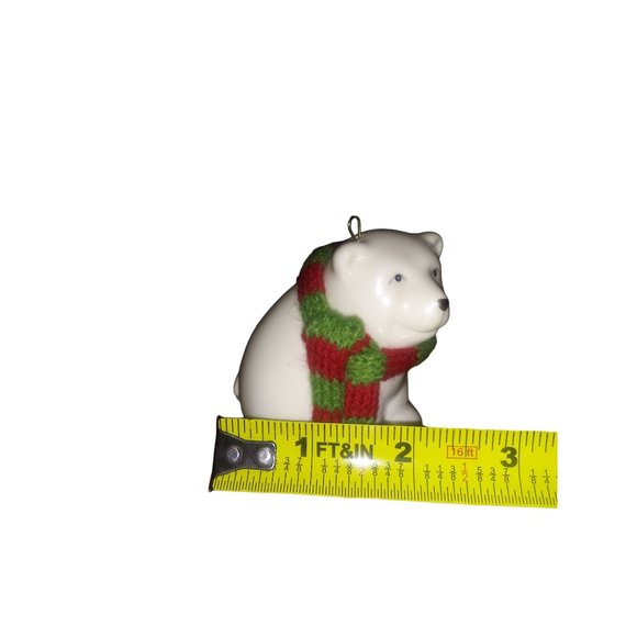 Lenox Polar Bear Ornament Holiday White Bear Red Green Scarf Holiday Hanging Orn - Picture 8 of 8